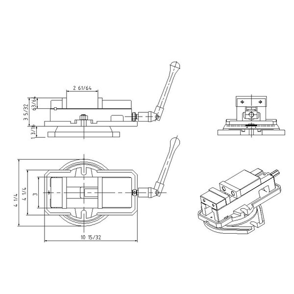 Hhip 3" Ultra Series Angle Tight Positive Lock Mill Vise On Swivel Base - 3900-2203