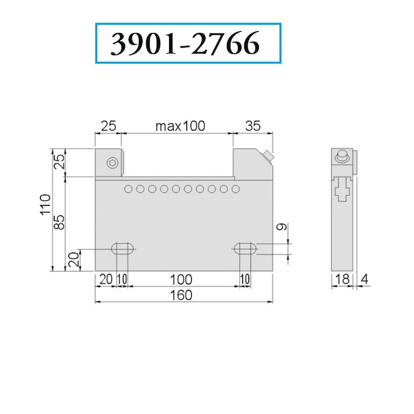 H & H Industrial Products Pro-Series 18 X 100mm EDM Stainless Steel Vise - 3901-2766