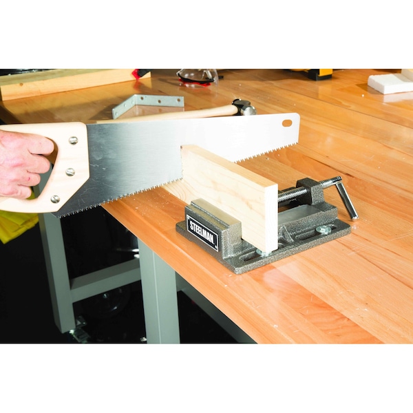 Steelman 4-Inch Drill Press Vise with Serrated Steel Jaws, Gray - 60885