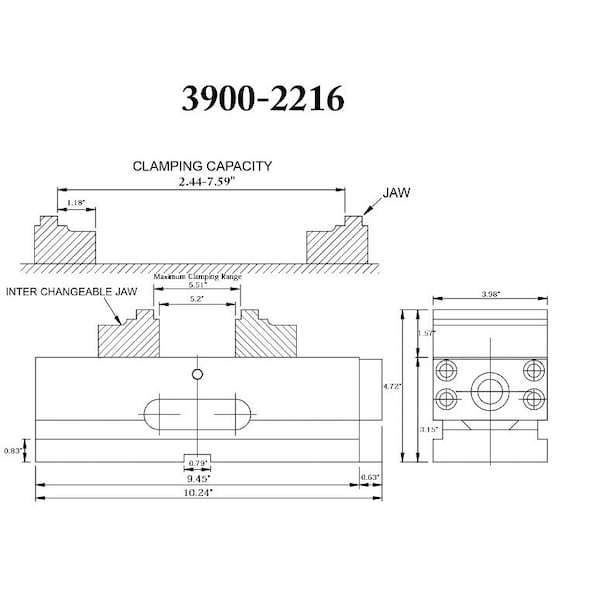 H & H Industrial Products Vertex 4" Self-Centering CNC Vise - 3900-2216