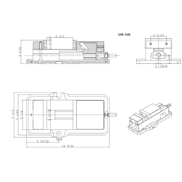Hhip 5" Ultra Series Angle Tight Positive Lock Mill Vise On Swivel Base - 3900-2205