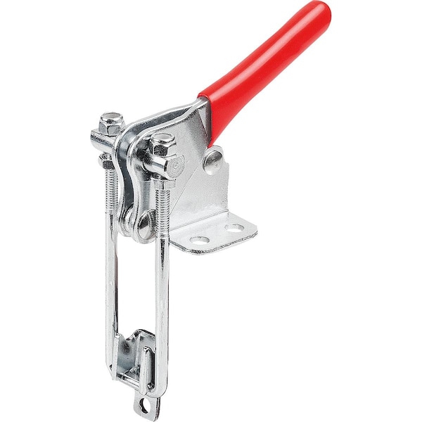 Kipp Latch-Action Clamp Vertical W Fixed Jaw, L1=12, 2, Steel Electro Zinc-Plated, Comp:Plastic Comp:Red - K1265.02200