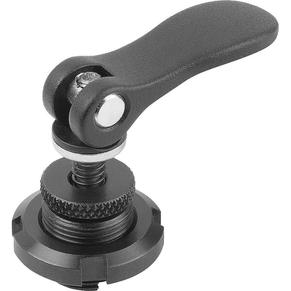 Kipp Eccentric Clamping Module D1=M15X1, Form:E Steel, Black, Comp:Aluminum, Comp:Black - K0754.41150706