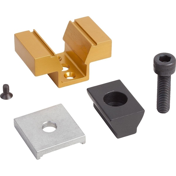 Kipp Wedge Clamp With Machining Allowance D=M04, L=15, 7, Aluminum Anodized, Comp:Mild Steel Black Oxide - K0038.04