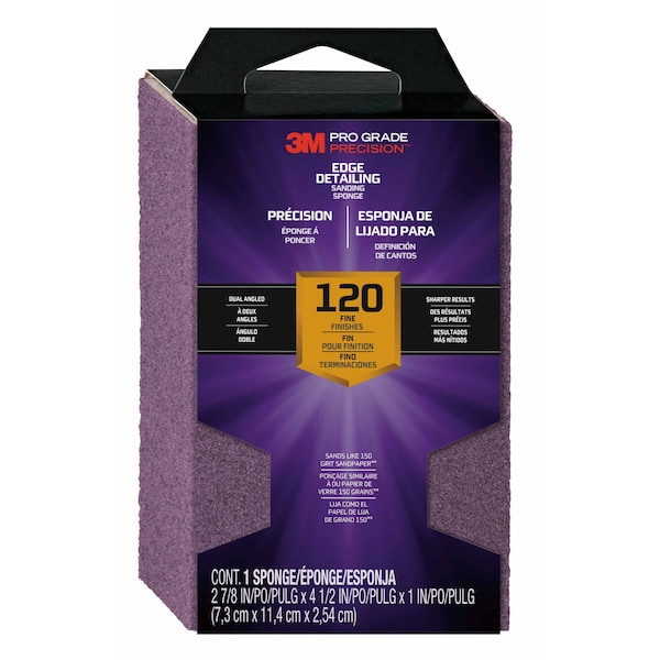 Esponja para lijar 3M, Fina, 2 7/8"L, 4 1/2"W - 24301TRI-F-DA