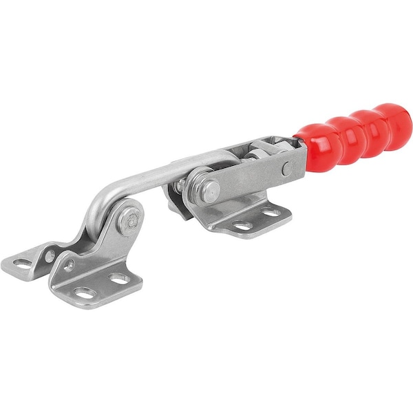 Kipp Hook Clamp, Horizontal W Fixed Jaw, F2=4000, Stainless Bright, Comp:Plastic Comp:Red Oil-Resistant - K1432.14000