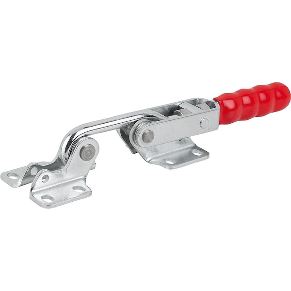 Kipp Hook Clamp, Horizontal W Fixed Jaw, F2=7000, Steel Zinc Plated, Comp:Plastic Comp:Red Oil-Resistant - K1432.07000