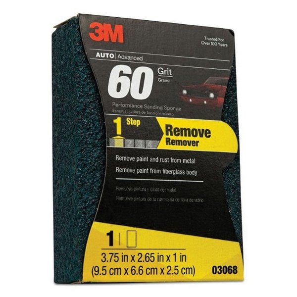 Esponja de lijado de alto rendimiento de 3M, 03068, 1 pulgada x 2-5/8 pulgadas, 60 granos - 7100270653