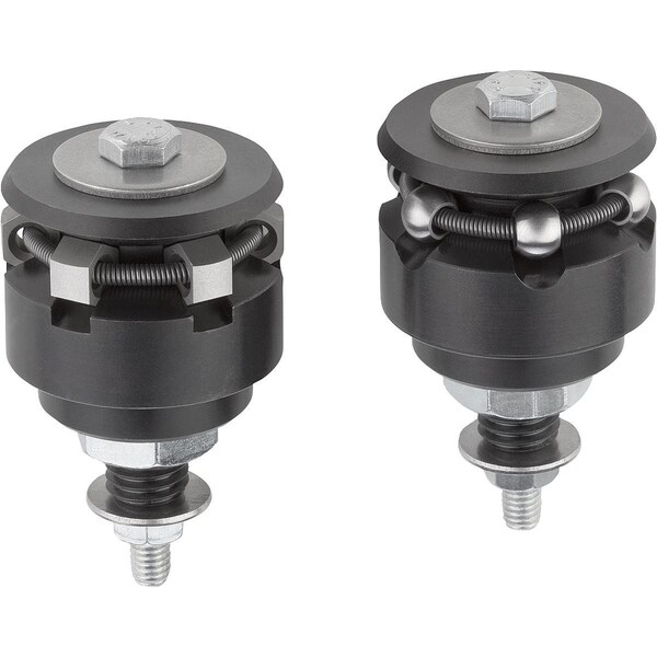 Kipp Centring Clamp Form:B Hex, D=38, 5, D1=M12, D4=M06, Steel 1.2842 Hardened, Black Oxide, Comp:Steel - K0644.0203906