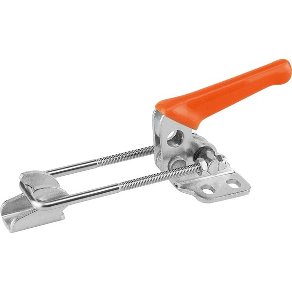 Kipp Latch-Action Clamp With Fixed Jaw, Steel Galvanized, Comp: Plastic, Orange Oil-Resistant - K0080.0450