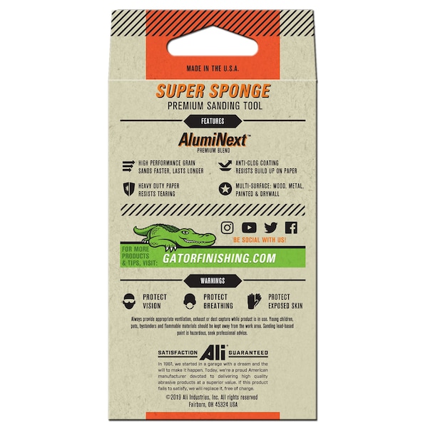 Gator Finishing AlumiNext Sandpaper Prepare Super Sponge, 120 Fine Grit - 7301

Preparación de lija Gator Finishing AlumiNext con Super Esponja, 120 de grano fino - 7301