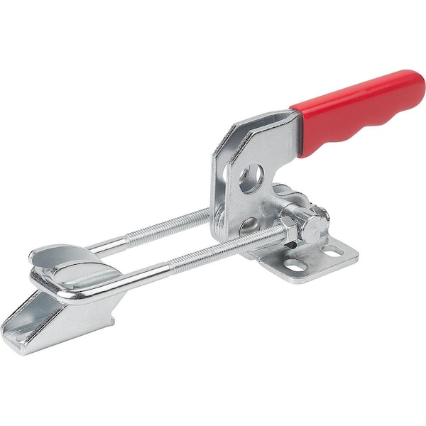 Kipp Latch-Action Clamp Horizontal W Fixed Jaw L1=49, 8, Steel Electro Zinc-Plated, Comp:Plastic Comp:Red - K1260.04000