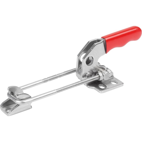 Kipp Latch-Action Clamp Horizontal With Fixed Jaw L1=40, 6, Stainless Steel Bright, Comp:Plastic Comp:Red - K1260.12000