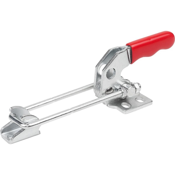 Kipp Latch-Action Clamp Horizontal W Fixed Jaw L1=40, 6, Steel Electro Zinc-Plated, Comp:Plastic Comp:Red - K1260.02000