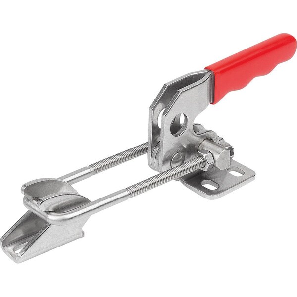 Kipp Latch-Action Clamp Horizontal With Fixed Jaw L1=49, 8, Stainless Steel Bright, Comp:Plastic Comp:Red - K1260.14000