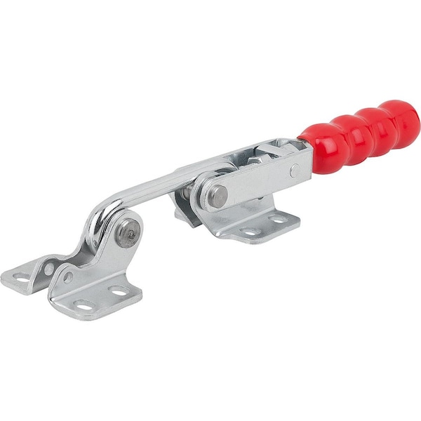 Kipp Hook Clamp, Horizontal W Fixed Jaw, F2=4000, Steel Zinc Plated, Comp:Plastic Comp:Red Oil-Resistant - K1432.04000