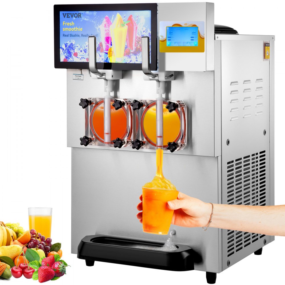 VEVOR Commercial Slushy Machine, 8L / 2.1 Gal Double Bowl Margarita Machine, 1155W Stainless Steel Margarita Smoothie Frozen Drink Maker, Slushie Machine for Party Cafes Restaurants Bars Home - FBXXRJYSGMC8L5IG9V1
