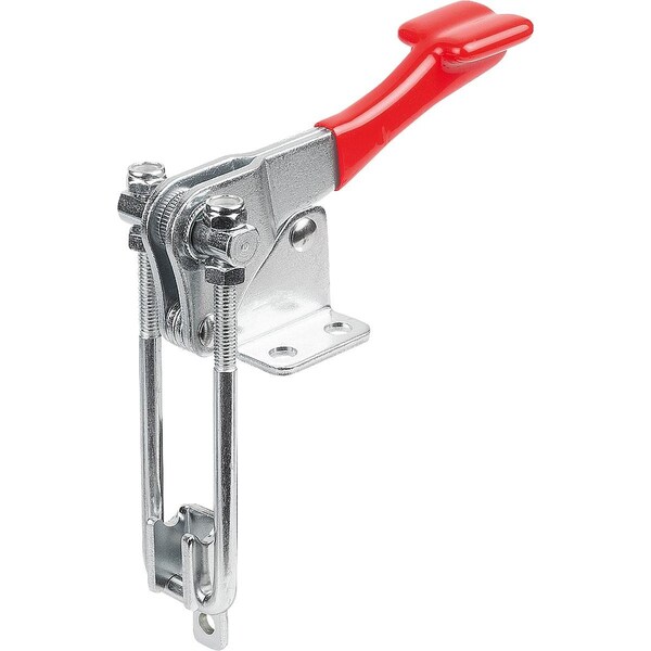 Kipp Latch-Action Clamp Vertical W Fixed Jaw, L1=29, 4, Steel Electro Zinc-Plated, Comp:Plastic Comp:Red - K1265.07000