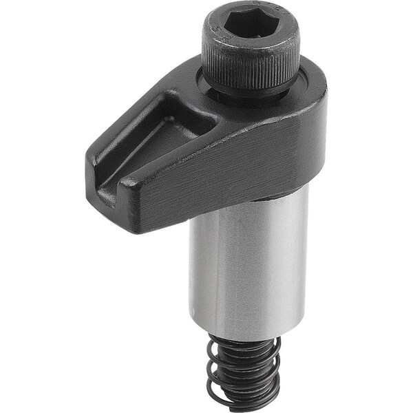 Kipp Hook Clamp With Ground Shank, Form:A, M10X65, R=40, D=20, Carbon Steel Black Oxidized - K0014.110040