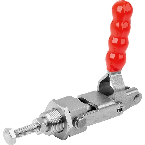 Kipp Push-Pull Clamp Std, Wout Mounting Bracket, F2=4000, Stainless Steel Bright, Comp:Plastic Comp:Red - K1547.14000