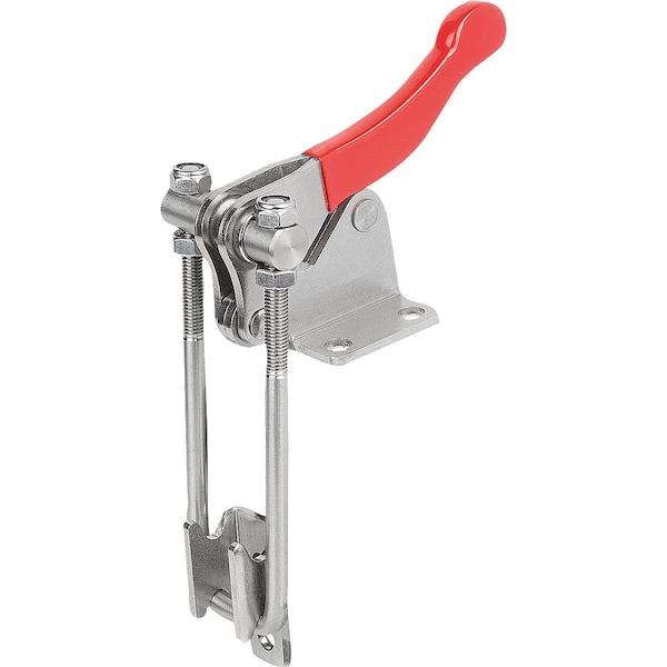 Kipp Latch-Action Clamp Vertical With Fixed Jaw, L1=29, 4, Stainless Steel Bright, Comp:Plastic Comp:Red - K1265.17000