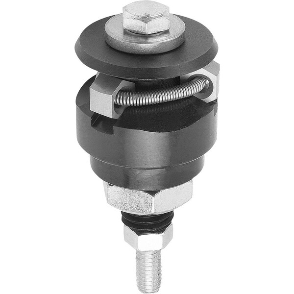 Kipp Centring Clamp Form:B Hex, D=14, 5, D1=M06, D4=M03, Steel 1.2842 Hardened, Black Oxide, Comp:Steel - K0644.0201503