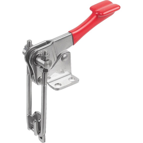 Kipp Latch-Action Clamp Vertical With Fixed Jaw, L1=20, 3, Stainless Steel Bright, Comp:Plastic Comp:Red - K1265.14500