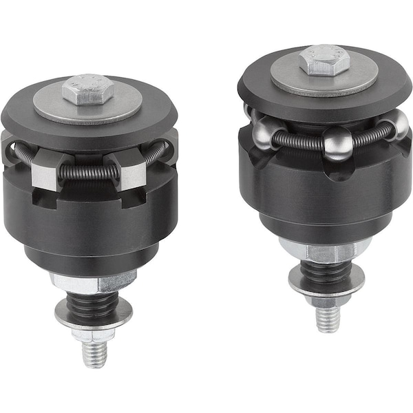 Kipp Centring Clamp Form:B Hex, D=86, 5, D1=M16, D4=M10, Steel 1.2842 Hardened, Black Oxide, Comp:Steel - K0644.0208708