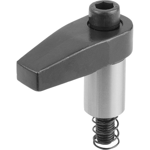 Kipp Hook Clamp With Ground Shank, Form:B, M16X85, R=60, D=32, Carbon Steel Black Oxidized - K0014.216060
