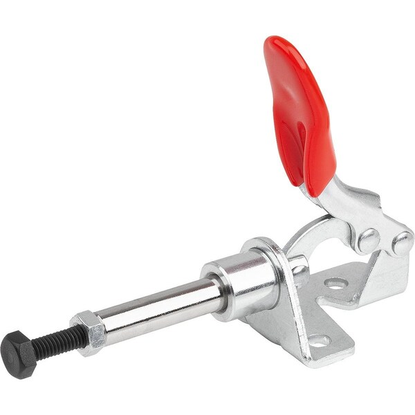 Kipp Push-Pull Clamp, W Mounting Bracket, Mini, F2=500, Steel Electro Zinc-Plated, Comp:Plastic Comp:Red - K1545.00500