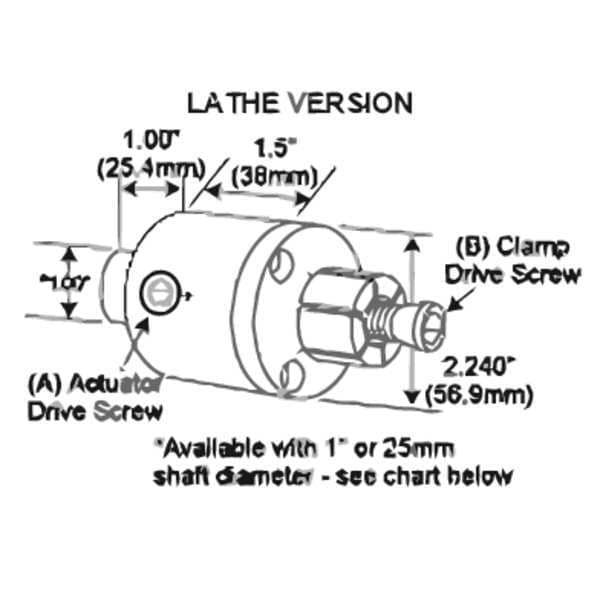 Mitee-Bite Products Side Actd Clamp, Lathe with 25mm Shaft, M6 - 38606