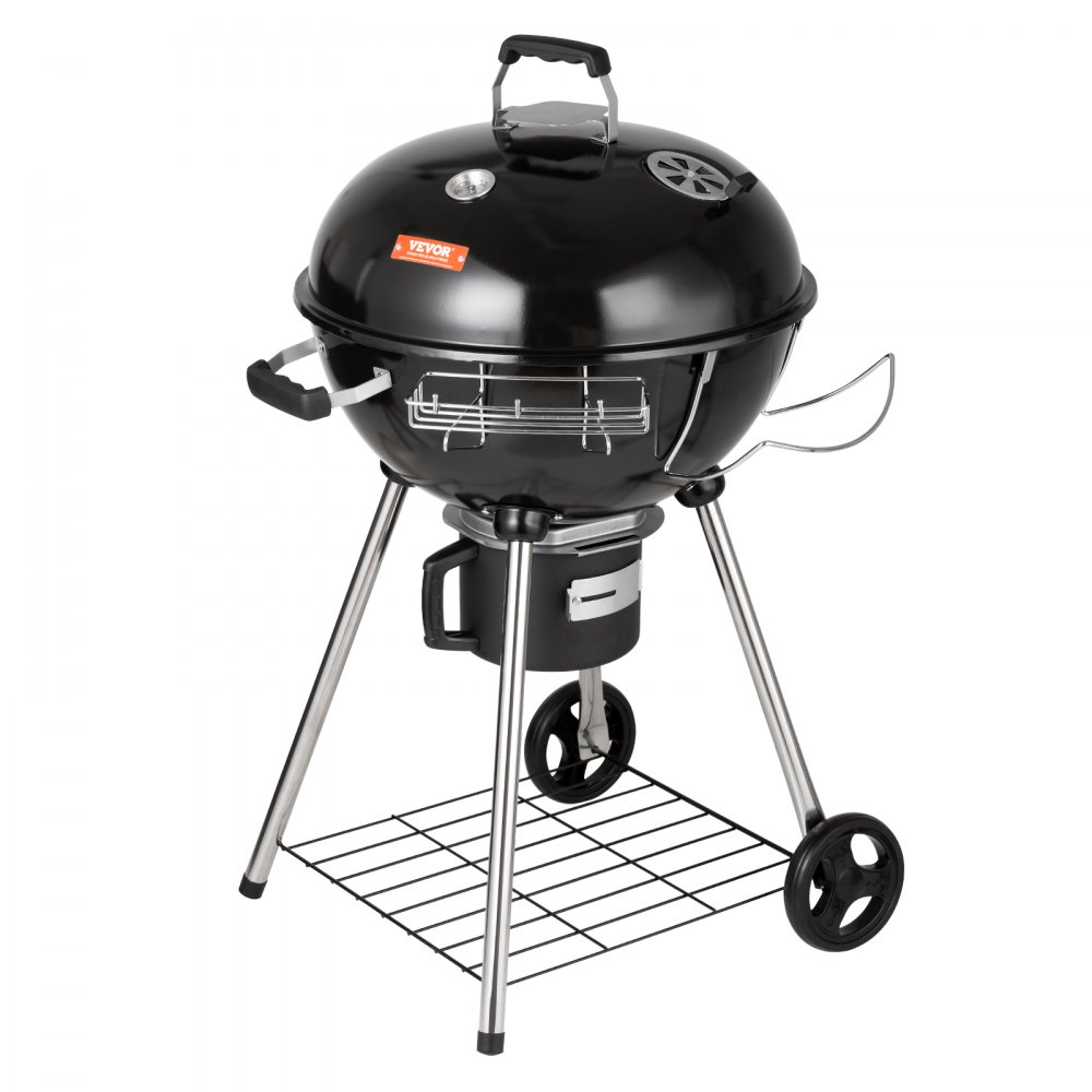 VEVOR 22" Kettle Charcoal Grill, Premium Kettle Grill with Wheels Grate and Cover, Porcelain-Enameled Lid and Firebowl with Slide Out Ash Catcher Thermometer for BBQ, Camping, Picnic, Patio and Backyard - PGLCJKETTLE22IGNCV0