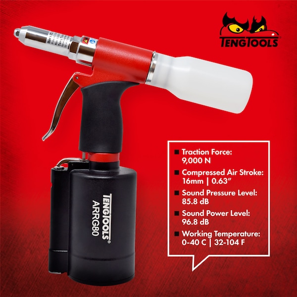 Teng Tools Professional Heavy Duty Pneumatic Air Rivet Gun - ARRG80