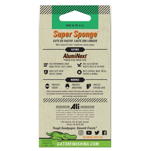 Gator Finishing AlumiNext Sandpaper Remove Super Sponge, 100 Fine Grit - 7362

Lija de AlumiNext de Gator Finishing con Super Esponja Removedora, 100 de Grano Fino - 7362