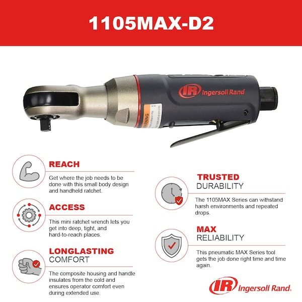 Ingersoll-Rand RATCHET 1/4" MINI AIR30 FT LBS - IR1105MAX-D2