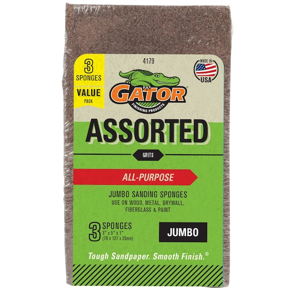 Esponjas de lijado Jumbo Todo Uso Gator Finishing, Granos Surtidos - 4179