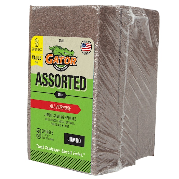 Esponjas de lijado Jumbo Todo Uso Gator Finishing, Granos Surtidos - 4179