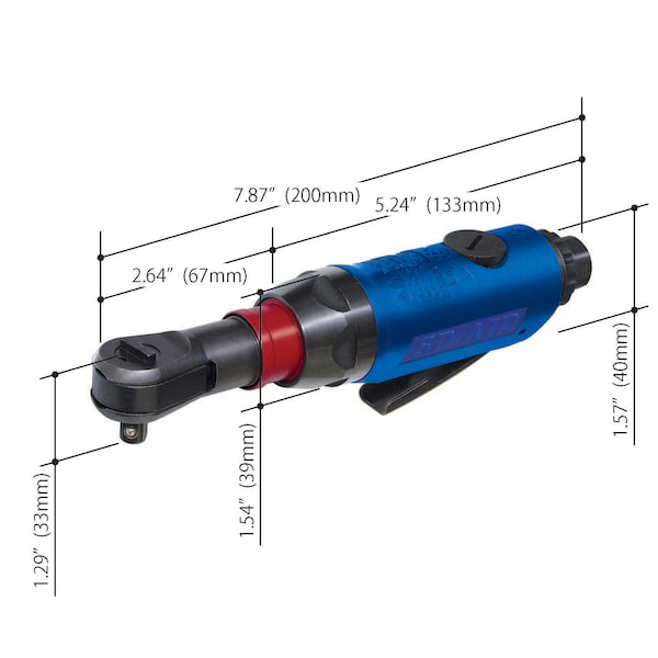 Sp Air 3/8 " Rotational Head Mini Ratchet - SP-7772