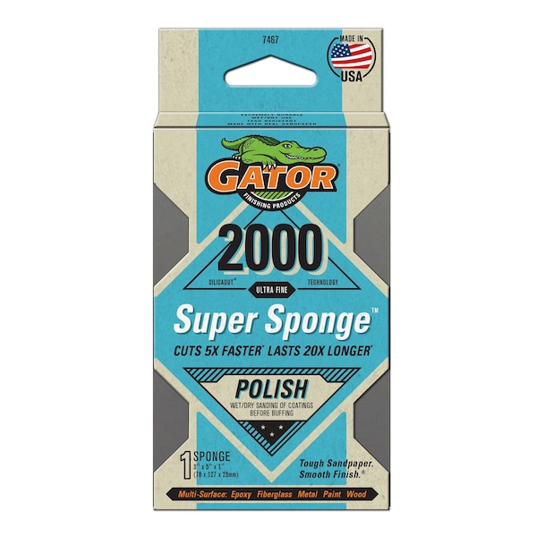 Gator Finishing SilicaCut Lijado y Pulido con Esponja Súper, 2000 Ultra Fino - 7467