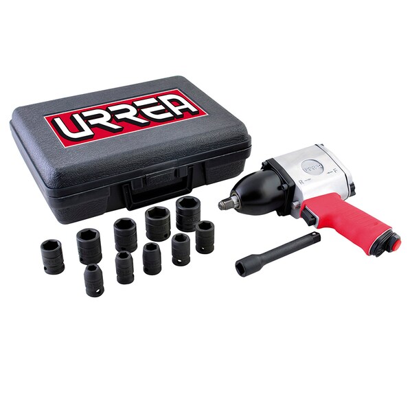 Urrea Pin clutch 1/2" drive air impact wrench and socket set (metric) - UP734HKM