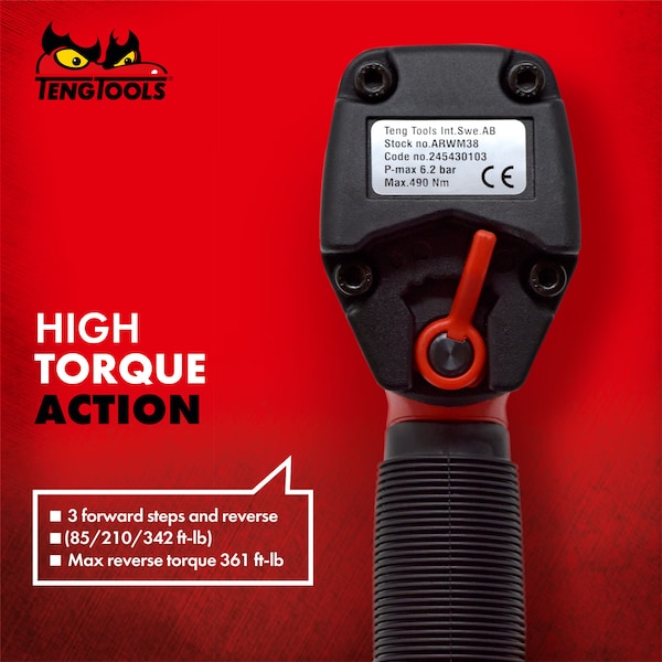 Teng Tools 3/8" Drive Reversible High Torque Aluminum Air Impact - ARWM38