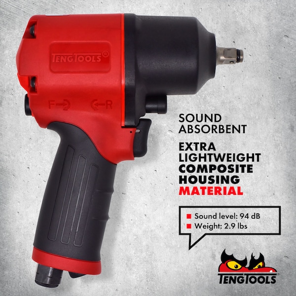 Teng Tools 3/8" Drive Reversible Composite Air Impact Wrench Gun - ARWC38