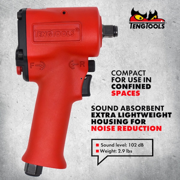 Teng Tools 1/2" Drive High Torque Mini Compact Air Impact Wrench - ARWM12M