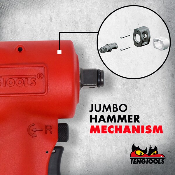Teng Tools 1/2" Drive High Torque Mini Compact Air Impact Wrench - ARWM12M