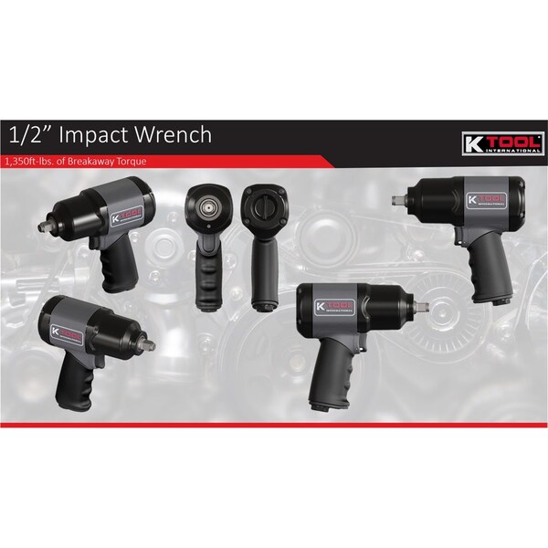 K-Tool International Air Impact Wrench 1/2 In. Dr 1350 Ft. Lb. Super Duty - KTI81635
