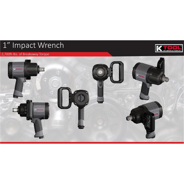 K-Tool International Impact Wrench 1 In. Dr Pistol Grip 2700 Ft. Lb. Super Duty - KTI81791
