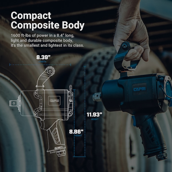Capri Tools 3/4 in Twin Power Air Impact Wrench, 1600 ft.-lb. - CP35210