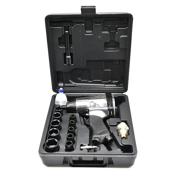 Air Locker 16pcs 1/2 Inch Air Impact Wrench Kit Includes Sockets Extension with Case - IR002A