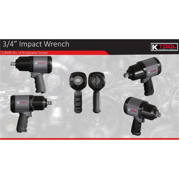K-Tool International Air Impact Wrench 3/4 In. Dr 2400 Ft. Lb. Super Duty - KTI81776