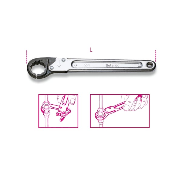 Llave de trinquete beta de apertura simple de extremo único, 17mm - 001200017.